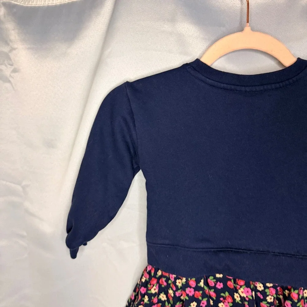 Baby Gap Disney Minnie Mouse Navy Blue Floral Sweatshirt Dress Kids‎ 3 Years